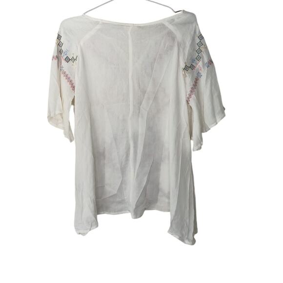 New POL Embroidered Boho Peasant Tunic Top Oversized Tassel Tie S - Picture 3 of 11